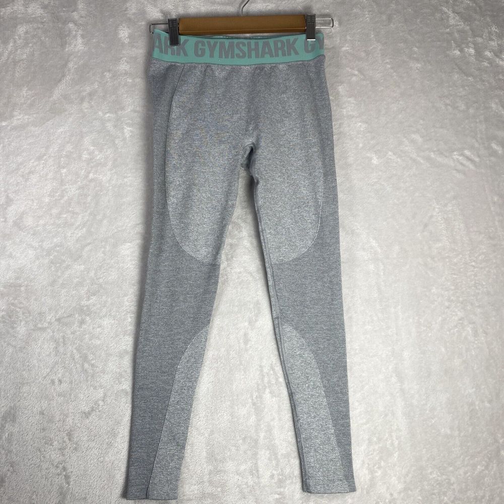 Gymshark Leggings Womens Small Flex Smokey‎ Grey Marl Light Green Seamless